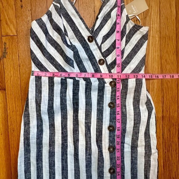 NWT Infinity Raine Love Tree Linen Button Up Stripe V Neck Dress, Size M - Picture 13 of 14